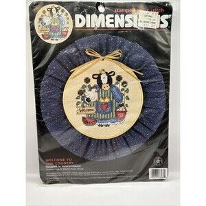 NOS  1996 Dimensions Cow Stamped Cross Stitch Kit #3161 Welcome To The Country